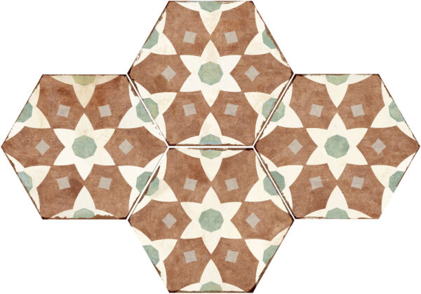 Carrelage hexagonal imitation carreaux de ciment Nanda ALHAMBRA YASMINA