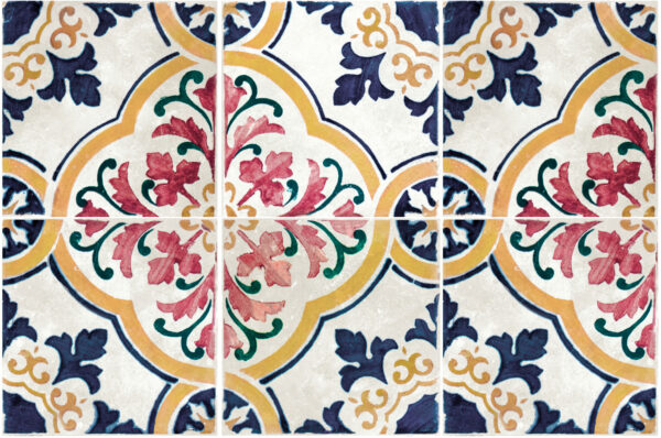 Carrelage azulejos fleuris Nanda Terra MILANA pour intérieur et extérieur