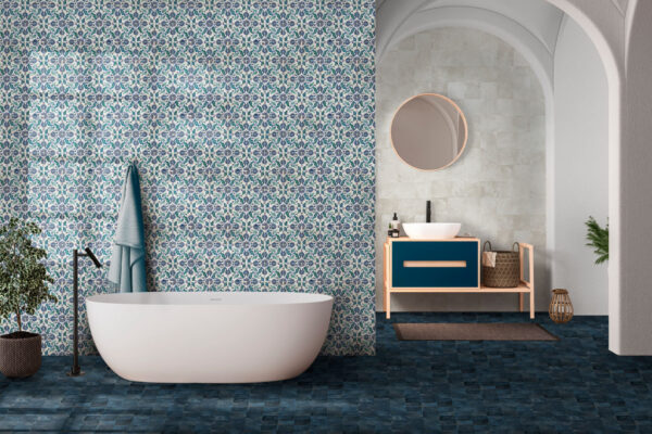 Carrelage Nanda Terra - mur azulejos VALENTINA, sol BLUE CLAY