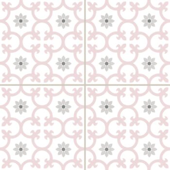 Carrelage imitation carreaux de ciment fleurs de lys DALIA - ROSE